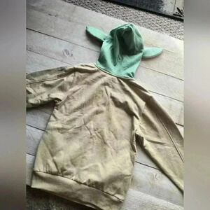 Star Wars Boys Yoda Zip Up Sweater Hoodie Jacket With Mask Ears Size Small